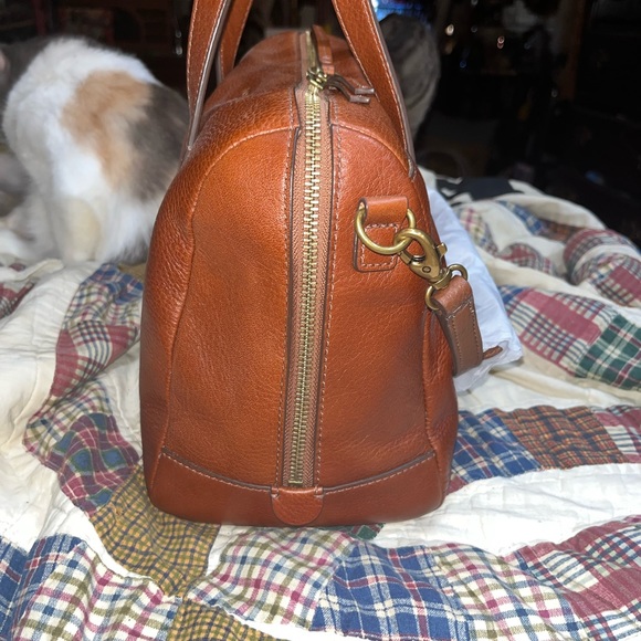 $250 FOSSIL SYDNEY BROWN SATCHEL PURSE NEW COMES w/STRAP LEATHER WELL MADE NICE - Picture 6 of 13